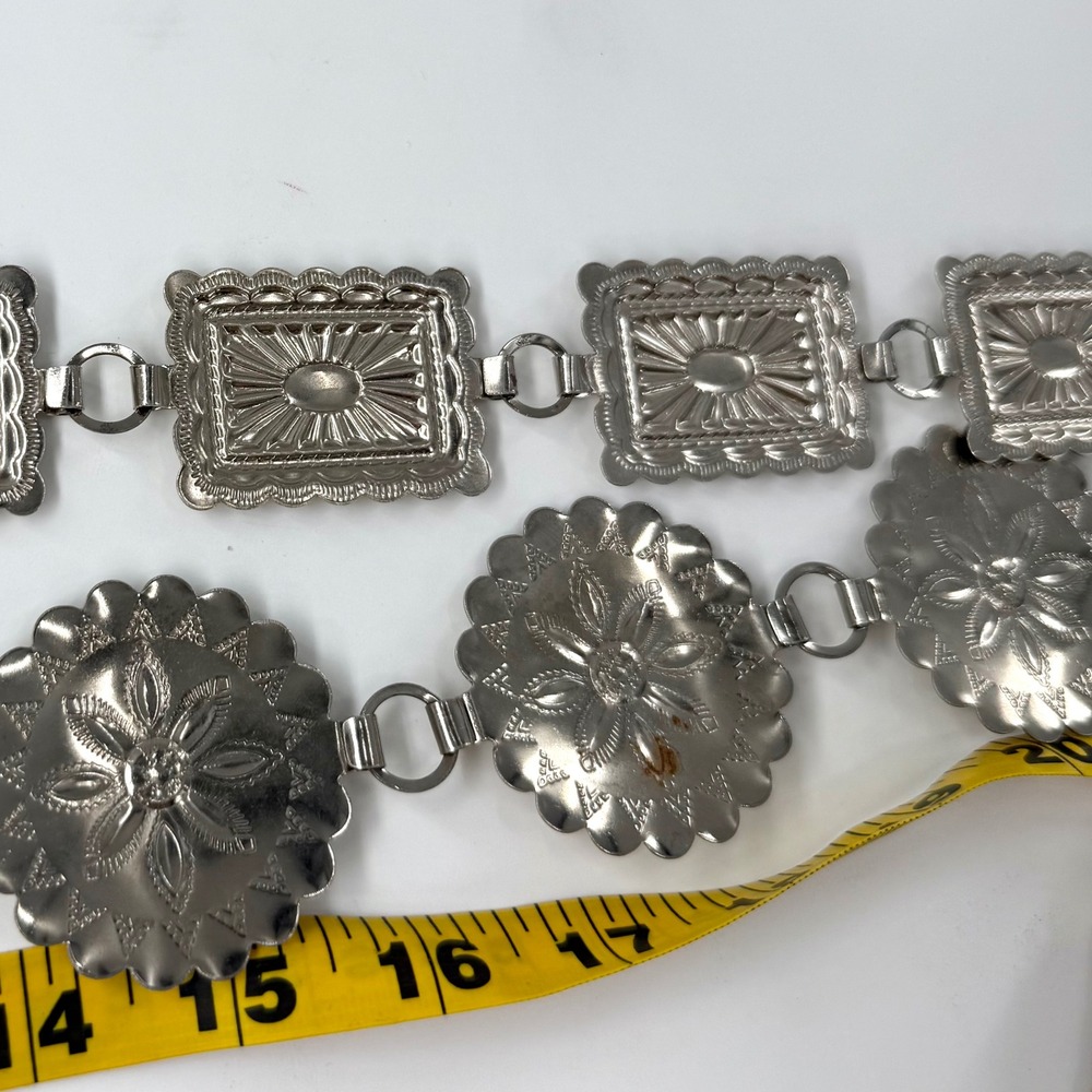 Unbranded Concho Chain Belt Set Women OS Silver Good Turquoise Thunderbird Boho - Picture 5 of 5